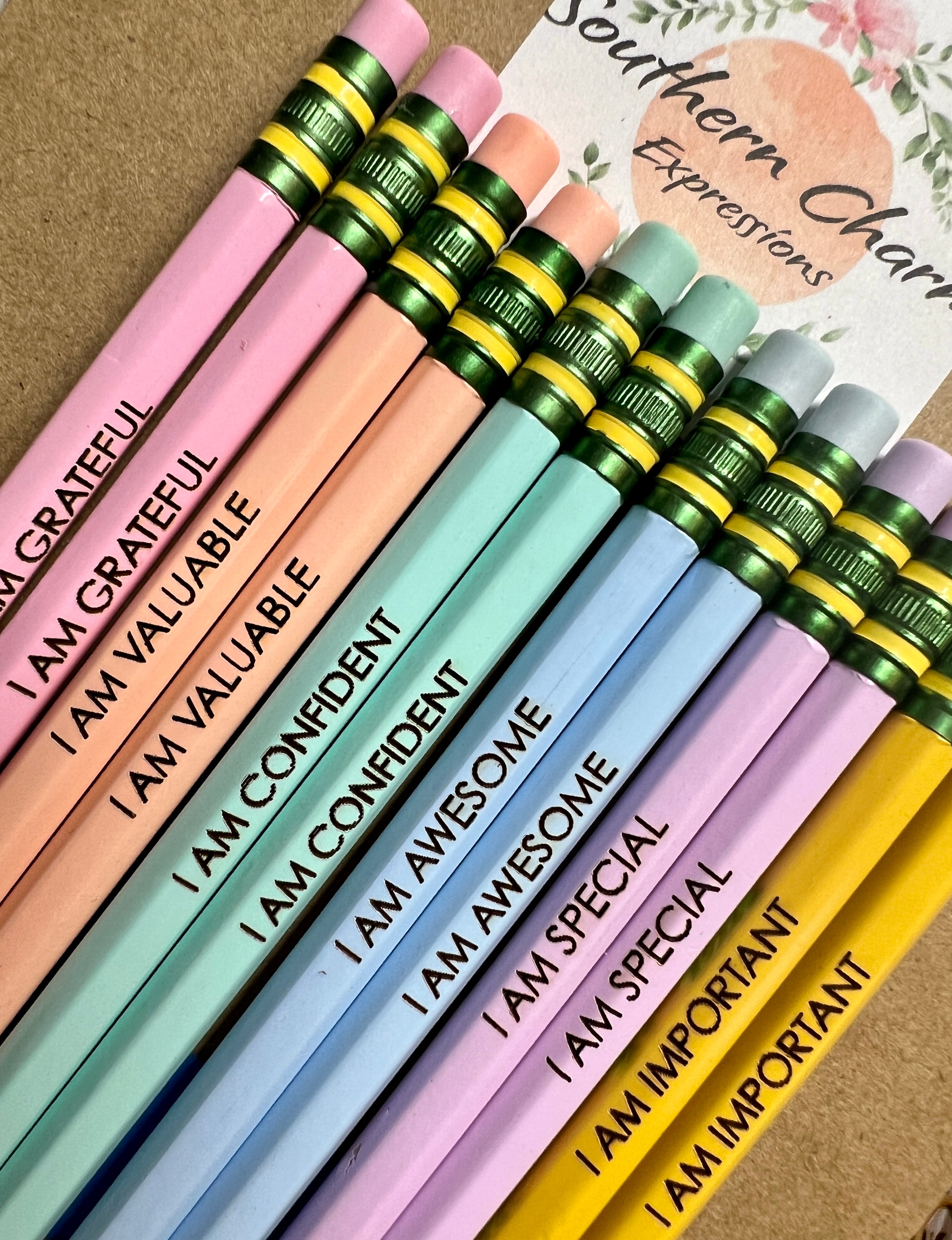  OJDXDY Affirmation Pencil Set of 10, Motivational Pencils,  Personalized Compliment Wood Pencils, Pencil Set for Sketching and Drawing,  Gift for Students and Teachers : Office Products